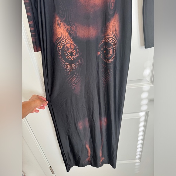 Jean Paul Gautier The Long Ebony Body Tattoo Dress Dark Nude Size S - Picture 12 of 16